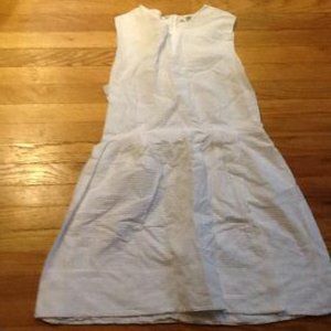 White Seersucker V-Neck Cotton Layering Dress